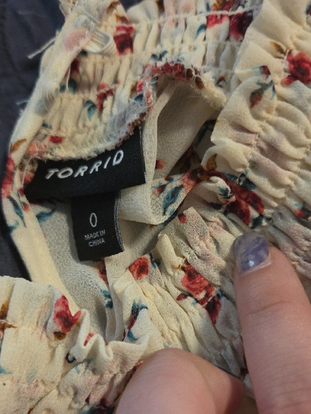 torrid Cream Dress with Red and Teal Floral Print, High Neck. Torrid Size 0 - Picture 2 of 3